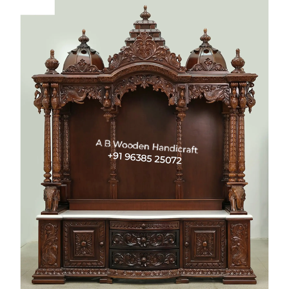 Beautiful Swan Carving Design Wooden Temple