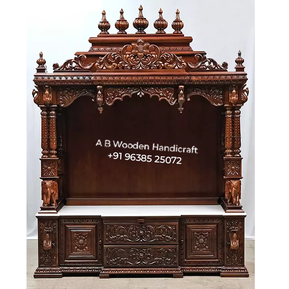 Best Sevan Wood Mandir with Peacock Carvings