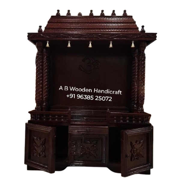 Big Size Swaminarayan Teak Wood Pooja Mandir