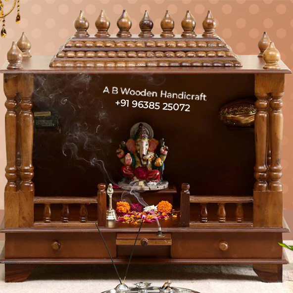Brown Finish Wooden Temple For Home