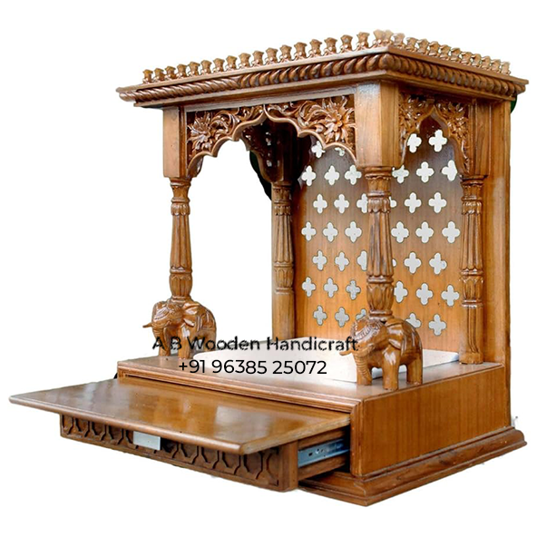 Exquisite Sevan Wood Mandir With Elephant Legs