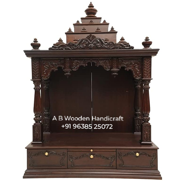 Exquisite Teak Wood Large Size BAPS Ghar Mandir