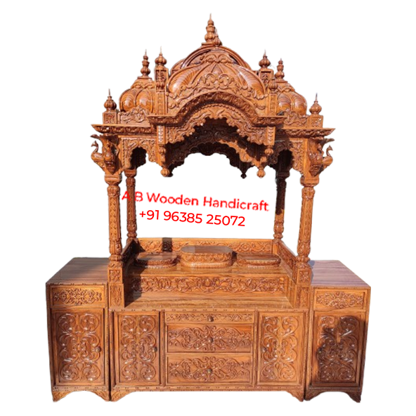 Handcrafted Teakwood Altar for Iskon Devotees